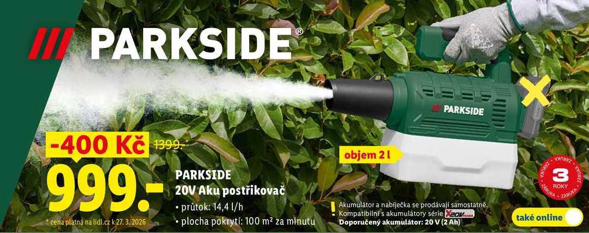 PARKSIDE 20V Aku postřikovač