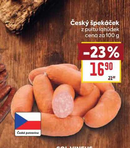 Český špekáček z pultu lahůdek cena za 100 g