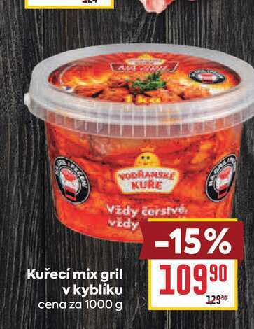 Kuřecí mix gril v kyblíku cena za 1000 g