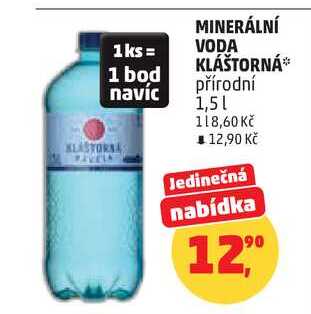 MINERÁLNÍ VODA KLÁŠTORNÁ, 1,5 l