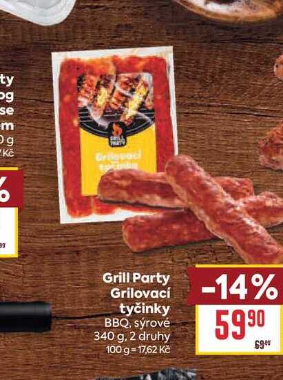 Grill Party Grilovací tyčinky BBQ, sýrové 340 g