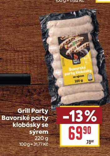 Grill Party Bavorské party klobásky se sýrem 220 g 