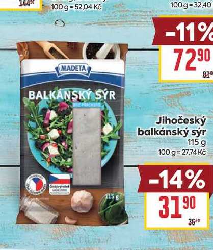 Jihočeský balkánský sýr 115 g 