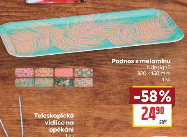 Podnos z melaminu 8 designů 320 × 150 mm 1ks