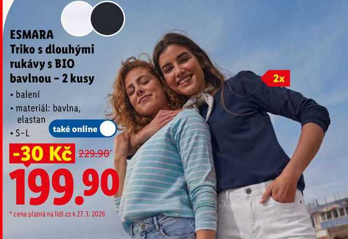 ESMARA Triko s dlouhými rukávy s BIO bavlnou - 2 kusy 