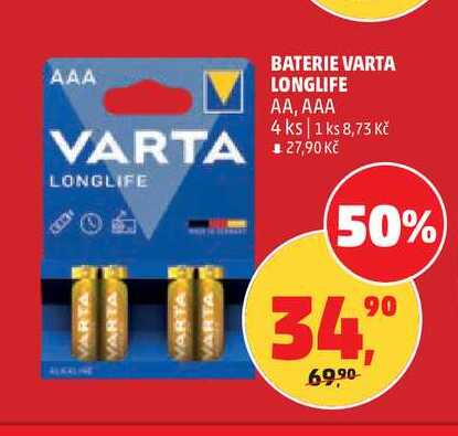 BATERIE VARTA LONGLIFE AA, AAA, 4 ks