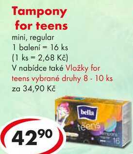 Tampony for teens, 16 ks 