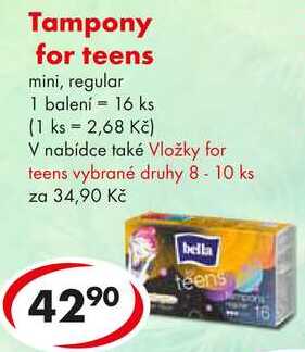 Tampony for teens, 16 ks  