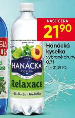 Hanácká kyselka vybrané druhy 0,7l