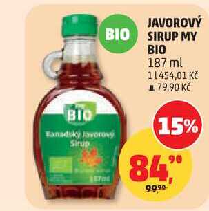JAVOROVÝ SIRUP MY BIO, 187 ml