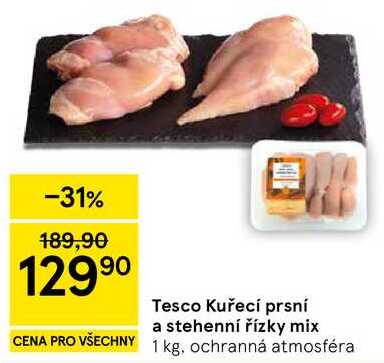 Tesco Kuřecí prsní a stehenní řízky mix, 1 kg 
