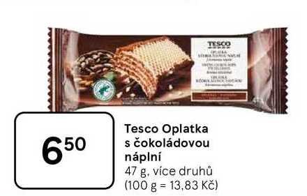 Tesco Oplatka s čokoládovou náplní, 47 g