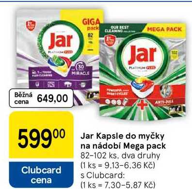 Jar Kapsle do myčky na nádobí Mega pack, 82-102 ks, dva druhy  