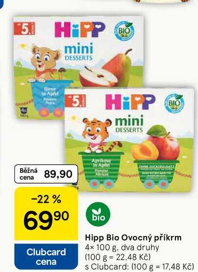 Hipp Bio Ovocný příkrm, 4× 100 g