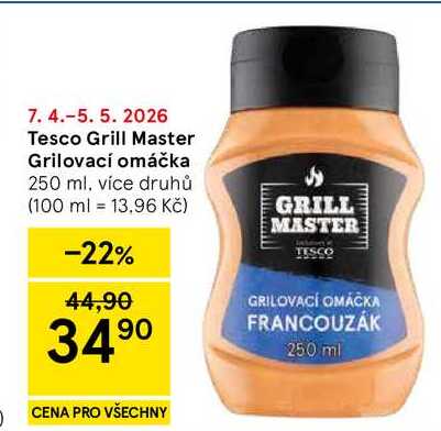Tesco Grill Master Grilovací omáčka, 250 ml, více druhů
