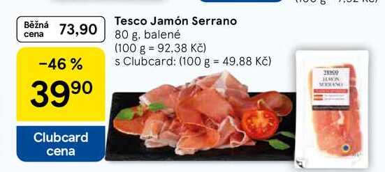 Tesco Jamón Serrano, 80 g, balené 