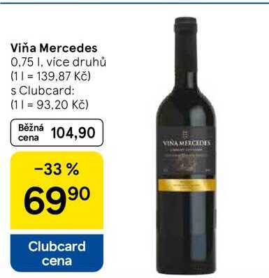 Viňa Mercedes, 0,75 l, více druhů 