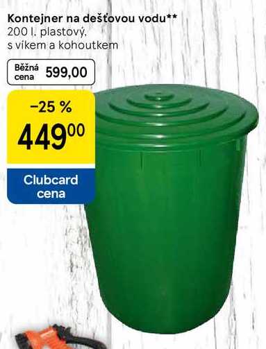 Kontejner na dešťovou vodu, 200 l. plastový, s vikem a kohoutkem  