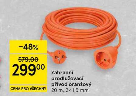 Zahradní prodlužovací přívod oranžový, 20 m, 2x 1,5 mm