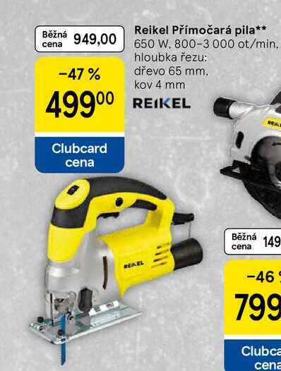 Reikel Přímočará pila, 650 W. 800-3 000 ot/min. hloubka řezu: dřevo 65 mm. kov 4 mm 