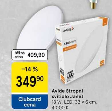 Avide Stropní svítidlo Janet, 18 W. LED, 33 x 6 cm. 4 000 K