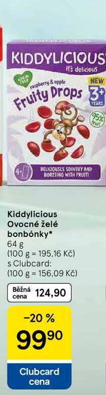 Kiddylicious Ovocné želé bonbónky, 64 g 