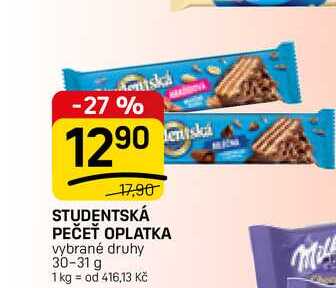 STUDENTSKÁ PEČEŤ OPLATKA vybrané druhy 30-31 g