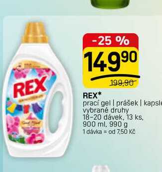 REX* prací gel | prášek | kapsle vybrané druhy 18-20 dávek