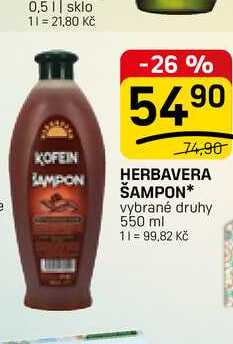 HERBAVERA ŠAMPON* vybrané druhy 550 ml