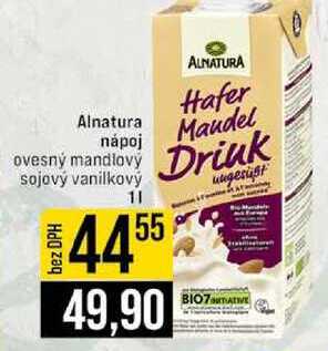 Alnatura nápoj ovesný mandlový sojový vanilkový 1l