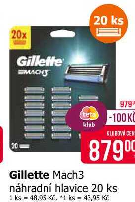Gillette Mach3 náhradní hlavice 20 ks 