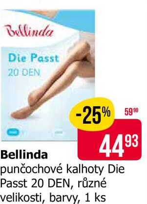 Bellinda punčochové kalhoty Die Passt 20 DEN, různé velikosti, barvy, 1 ks 