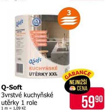 Q-Soft 3vrstvé kuchyňské utěrky 1 role 