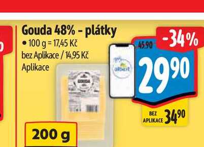 Milko Gouda 48% plátky polotvrdý sýr 200g