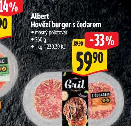   Albert Hovězí burger s čedarem  260 g