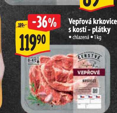   Vepřová krkovice s kostí - plátky 1 kg