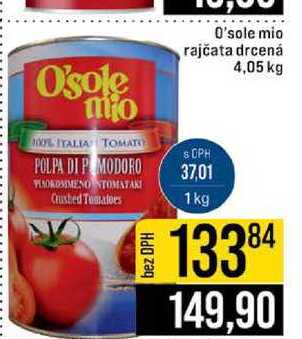 O'sole mio rajčata drcená 4,05 kg