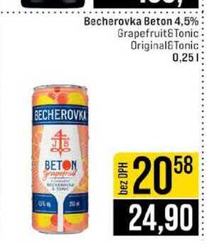 Becherovka Beton 4,5% Grapefruit&Tonic Original&Tonic 0,25l