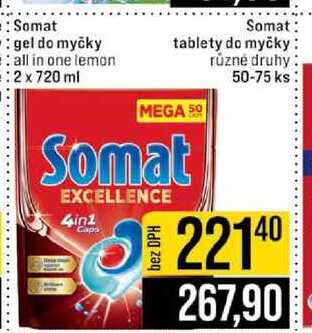 Somat tablety do myčky různé druhy 50-75 ks 
