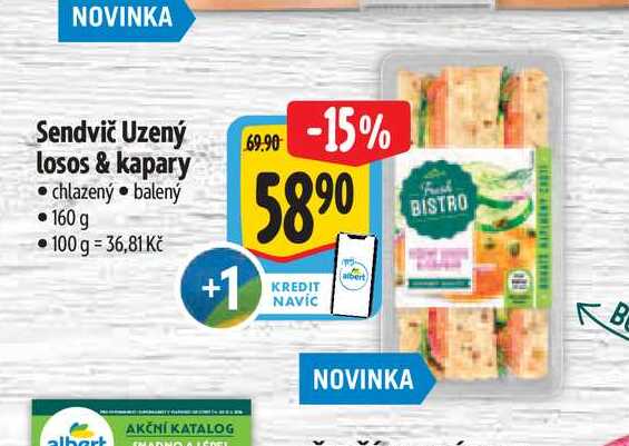   Sendvič Uzený losos & kapary  160 g