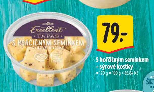  S hořčičným semínkem - sýrové kostky 120  