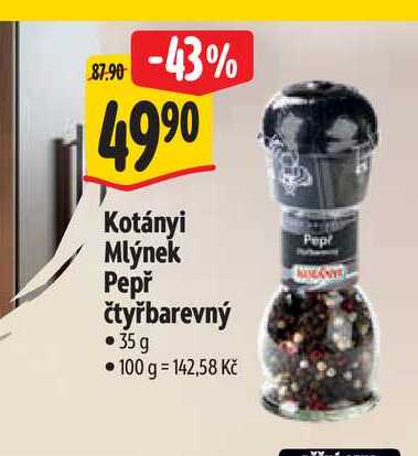 Kotányi Mlýnek Pepř čtyřbarevný 35 g