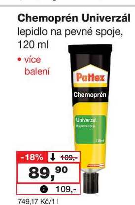 Chemoprén Univerzál lepidlo na pevné spoje, 120 ml