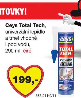 Ceys Total Tech, univerzální lepidlo a tmel vhodné i pod vodu, 290 ml