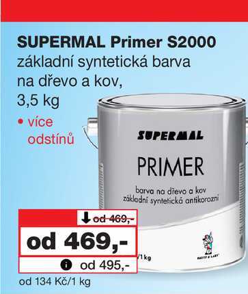 SUPERMAL Primer S2000 základní syntetická barva na dřevo a kov, 3,5 kg