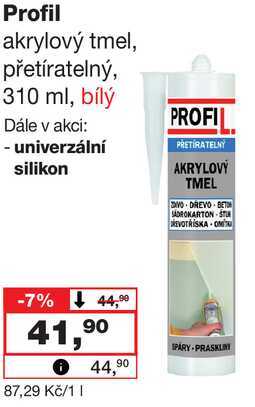 Profil akrylový tmel, přetíratelný, 310 ml, bílý