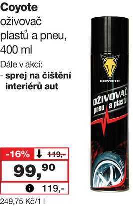 Coyote oživovač plastů a pneu, 400 ml