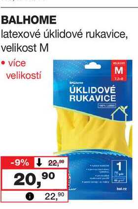 BALHOME latexové úklidové rukavice, velikost M