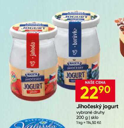 MADETA Jihočeský jogurt vybrané druhy 200 g sklo