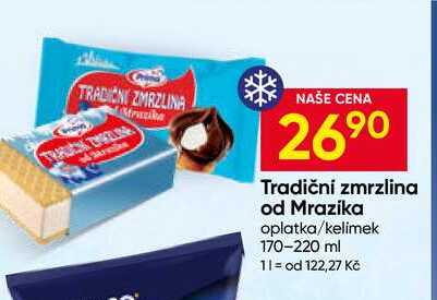 Tradiční zmrzlina od Mrazíka oplatka/kelimek 170-220 ml
